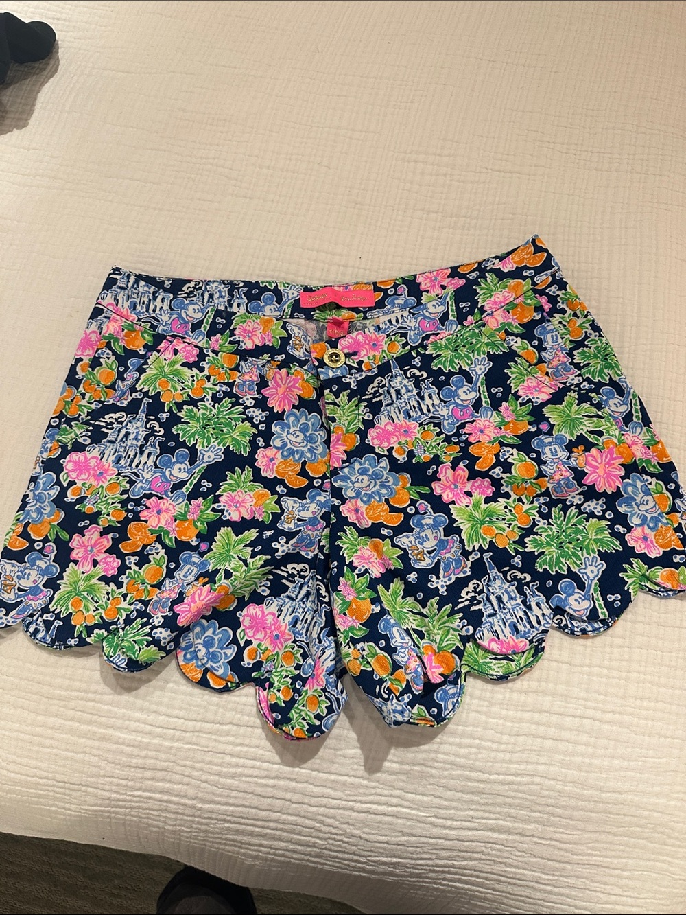 Lilly Pulitzer Aegean Navy Floral Shorts with Pink Tag